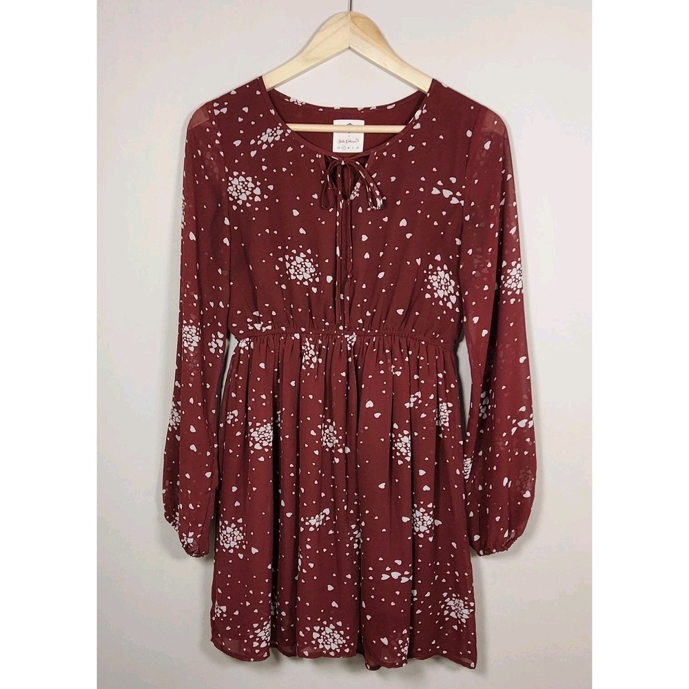 Womens Wild Blue Sadie Robertson Tunic Flare Dress Size Small Maroon/Red Hearts